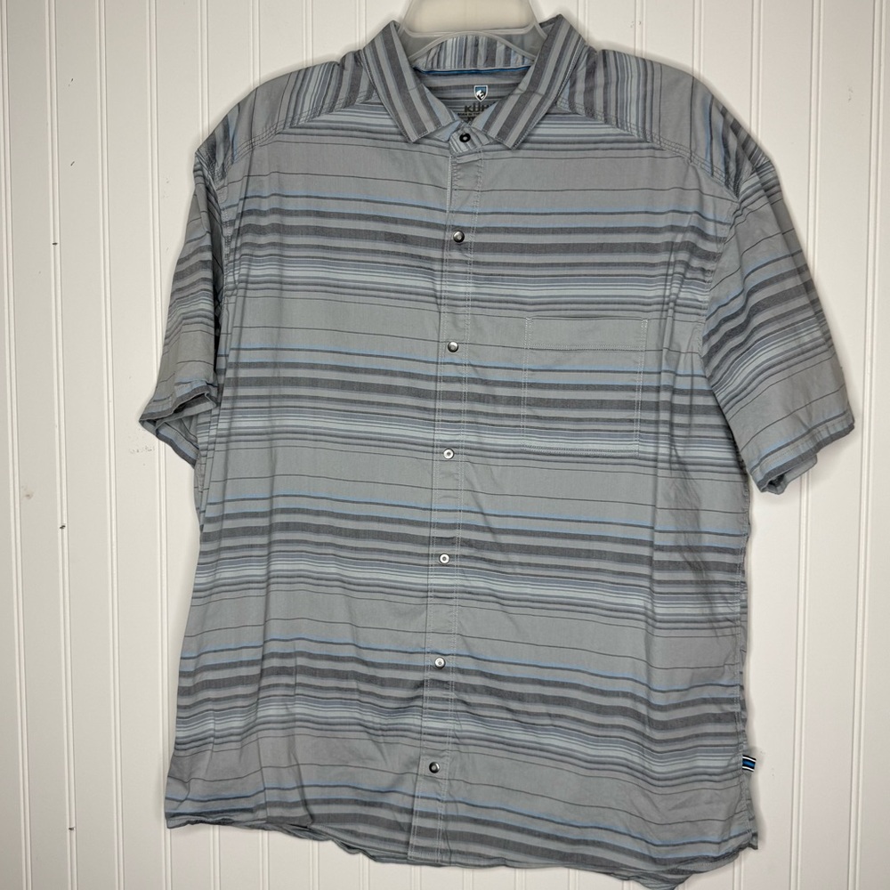 KUHL The Intriguer Striped Short Sleeve Snap Shirt Size XXL